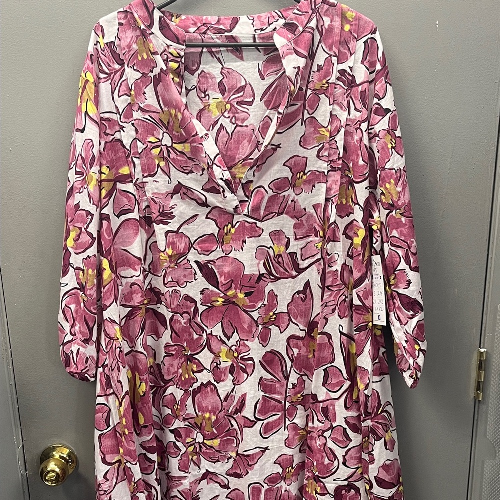 Floral Pink and Yellow Women's Dress/Cover-up